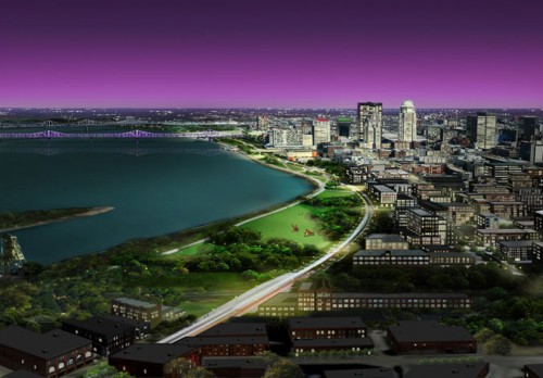Proposed highway removal along Louisville's riverfront (Courtesy 8664.org)