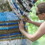 Isabelle Garbani working on "Knit For Trees"