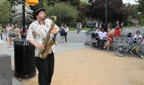 The Guggenheim teams up with Improv Everywhere in Prospect Park. (Video still)