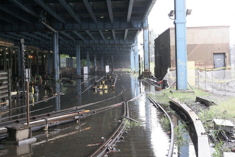 Tracks at the Lenox Terminal Yard underwater. (Courtesy MTA / Leonard Wiggins)