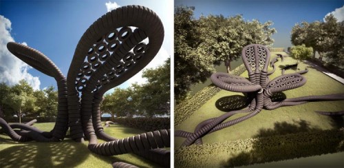 Proposal for a playground made of tires called RubberTree. (Courtesy AnneMarie van Splunter)