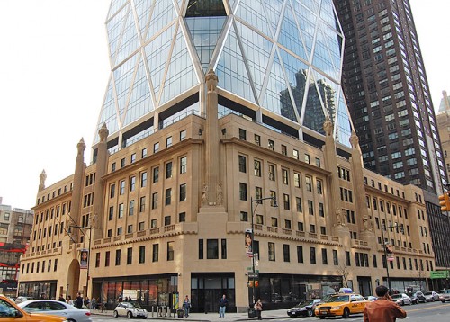 An historic facade forms the base of the Hearst Tower. (Simon King / Flickr)
