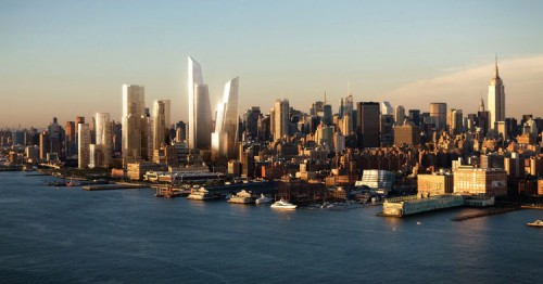The Hudson Yards office towers on the west-side skyline. (Courtesy KPF)