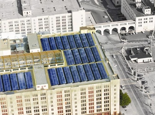 A large solar array planned for the Brooklyn Army Terminal. (Courtesy NYCEDC)