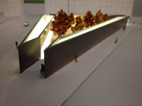 The model of the winning AIDS Memorial by studio a+i.