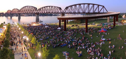 The Big Four Pedestrian Bridge viewed from Louisville's Waterfront Park. (Courtesy Waterfront Development Corporation)