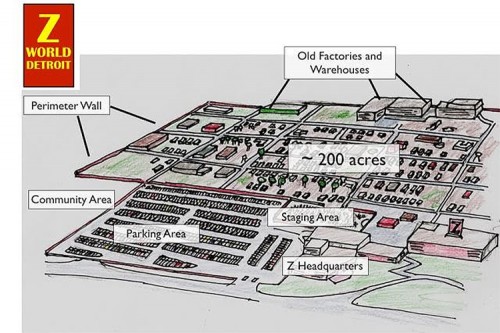 Site plan of the proposed zombie theme park. (Courtesy Z World)