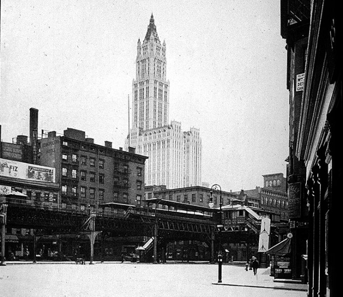 Historic view of the Woolworth Building from TriBeCa. (plemeljr/Flickr/Library of Congress)