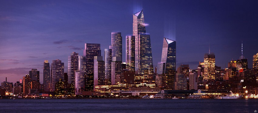 Hudson Yards stands tall on the Hudson River. (Courtesy Related)