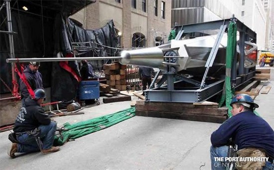 Detail of the beacon to be hoisted to the top of One World Trade. (Courtesy Port Authority)