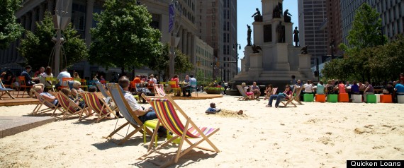 Detroit's Downtown Beach (Courtesy Huffington Post)