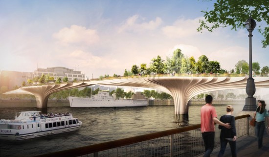 Rendering of Hearthwick Studio's design of the new Garden Bridge. Photo Courtesy of Design Boom.