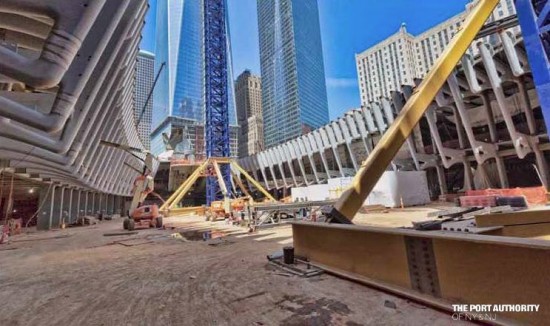 Construction at Calatrava's World Trade Center Transit Hub. (Courtesy Port Authority)