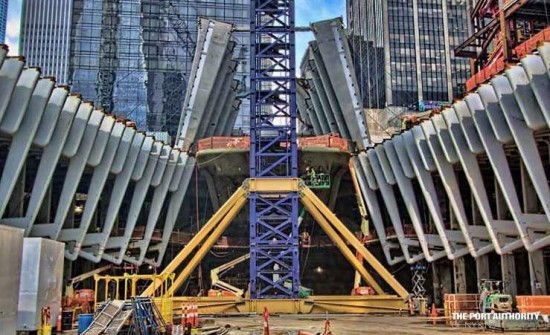 Construction at Calatrava's World Trade Center Transit Hub. (Courtesy Port Authority)