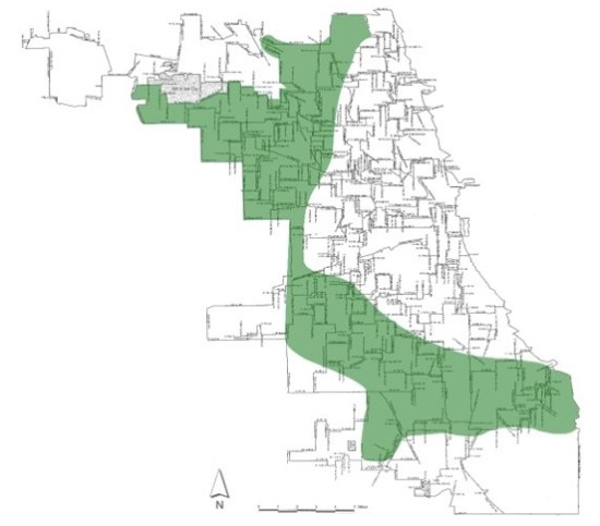 A map of Chicago's "bungalow belt." (Historic Chicago Bungalow Association)