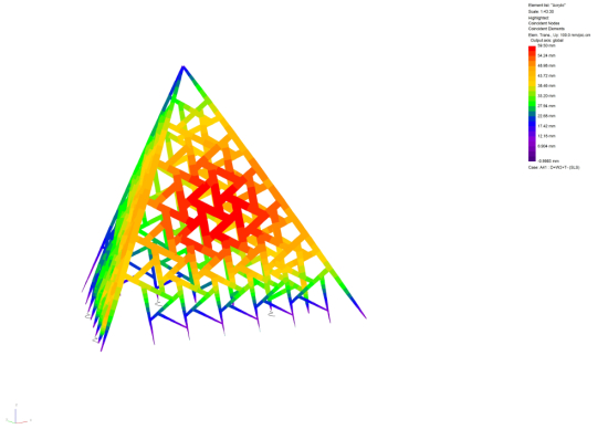 A structural diagram reveals an underlying pattern of equilateral triangles and hexagons. (Courtesy Structure Mode)