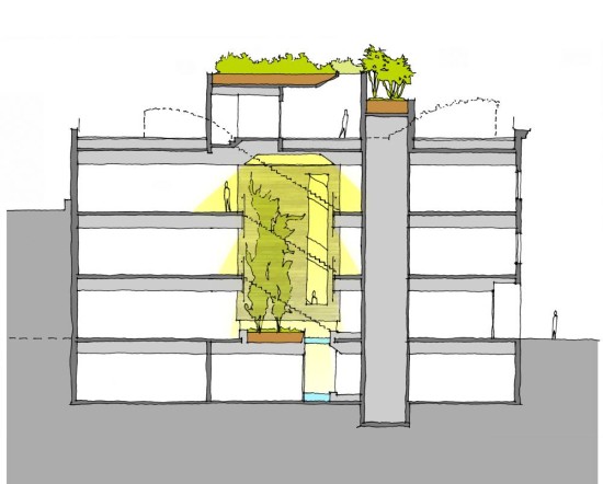 The three-story atrium. (Courtesy Gensler via ASLA) 