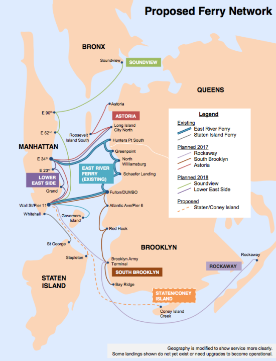 Proposed ferry service. (Courtesy DNAinfo)