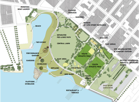 Original plan for Bushwick Inlet Park. (NYC Parks Department) 