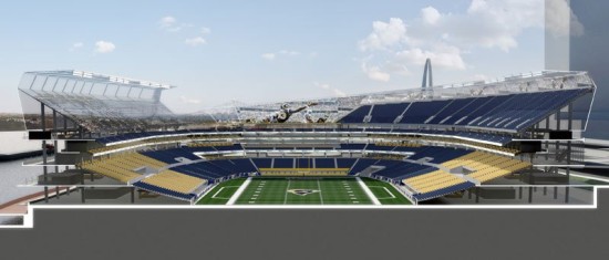 A proposal for a new NFL stadium in downtown St. Louis. (HOK)