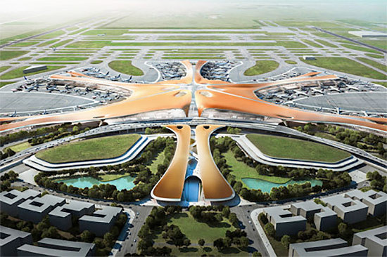 Hadid’s Beijing New Airport Terminal Building. (Courtesy Zaha Hadid Architects)