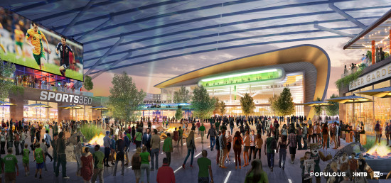 Conceptual renderings of the Milwaukee Bucks new arena, and the surrounding entertainment district, were release April 8. (Populous, HNTB, Eppstein Uhen, Milwaukee Bucks)
