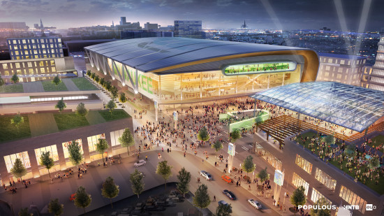 Conceptual renderings of the Milwaukee Bucks new arena, and the surrounding entertainment district, were release April 8. (Populous, HNTB, Eppstein Uhen, Milwaukee Bucks)