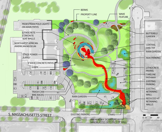 An aerial plan of the Jimi Hendrix Park. (Seattle.gov)