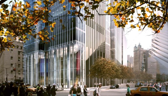Street-level view that could change to accommodate television studios. (Courtesy Foster + Partners) 