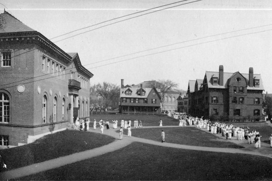 The library, left, in 1910. (Courtesy Smith College)