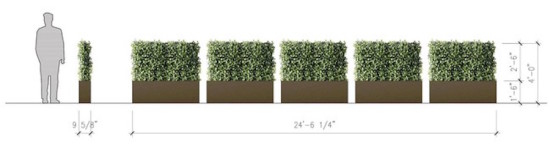 Proposed movable bronze planters in the Grill Room - Selldorf Architects via Landmark Preservation Commission