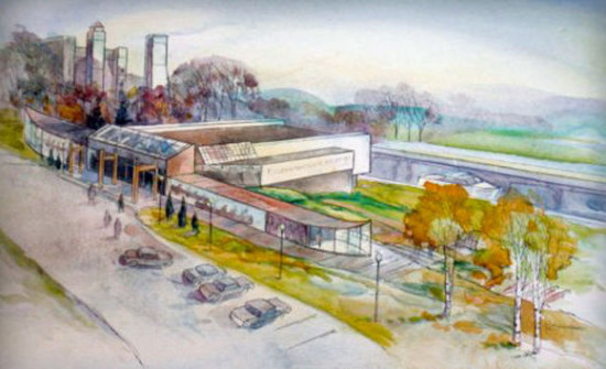 Artist Neal Broadfoot's conceptual drawing of the canoeseum. (Courtesy Canadian Canoe Museum) 