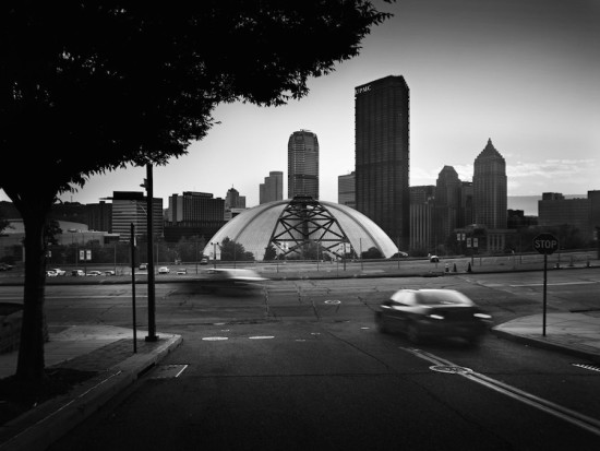 Civic Arena from Wylie Avenue, inkjet print (Courtesy Ed Massery) 