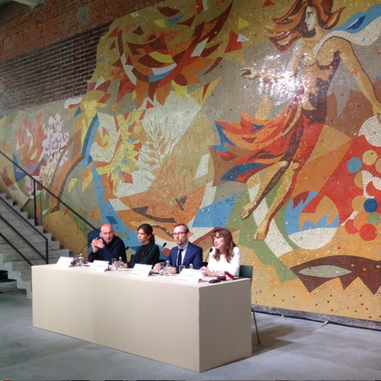 Garage Museum of Contemporary Art press opening with architect Rem Koolhaas, museum founder Dasha Zhukova, museum director Anton Belov and Garage chief curator Kate Fowle. (Instagram: @garagemca)