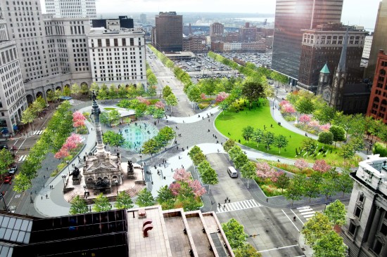 Rendering of a revamped Cleveland's Public Square. (James Corner Field Operations)