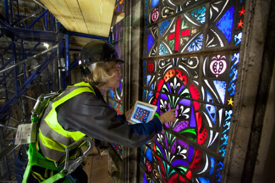 Inspecting Stained Glass (Courtesy STI John Baer)