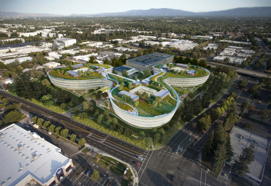 Apple to lease curvy office building by HOK. (Courtesy HOK and Landbank)
