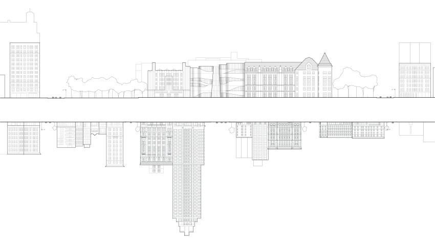 Elevation view on Columbus Avenue from 81st to 77th Street (Courtesy Studio Gang)