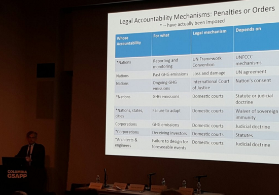 Michael B. Gerrard outlines accountability mechanisms (Courtesy Justin Garrett Moore / Twitter)