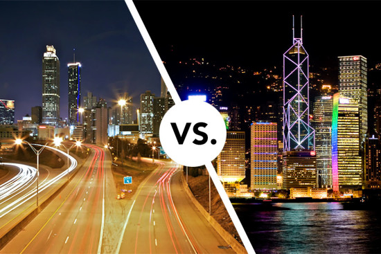 Atlanta, left, and Hong Kong, right, were counterpoints in the conference's discussions.