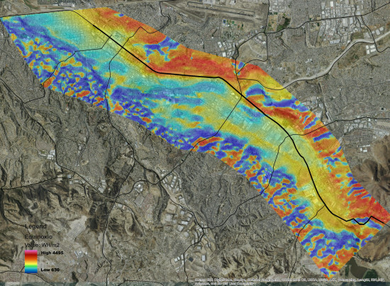 GIS surface heat analysis based on topography of the Tijuana River Valley. (Courtesy GENERICA Architects)