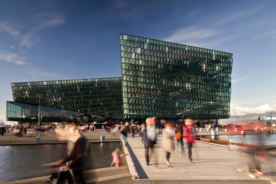 Harpa Concert Hall and Conference Centre in Reykjavik, Iceland, is designed by Henning Larsen Architects and Batteriid Archtects. Tha facade was developed by Henning Larsen Architects in collaboration with the artist Olafur Eliasson. Photo by Nic Lehoux *** EDITORIAL USE ONLY ***