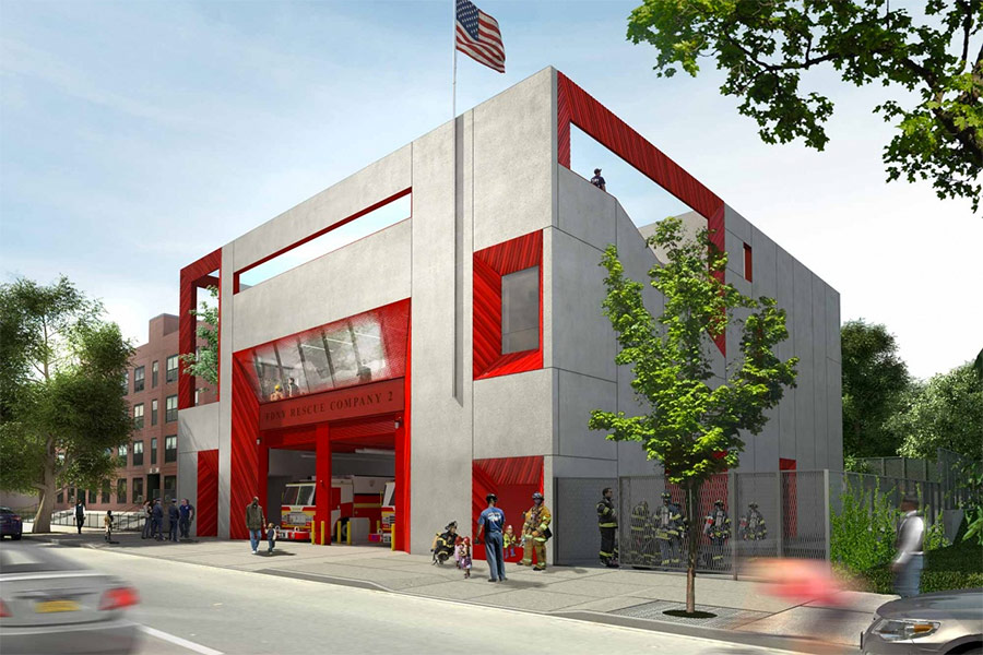 Rendering of Studio Gang's Brownsville fire station