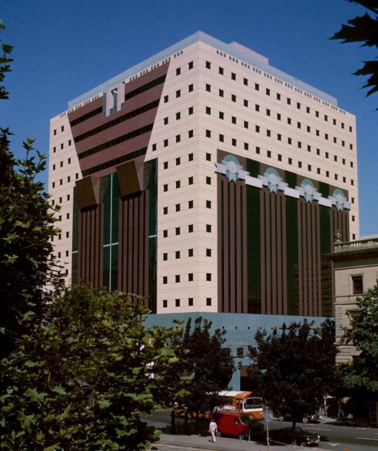 Postmodernist decoration: The Portland Building in August 1982. (Courtesy Wikipedia)