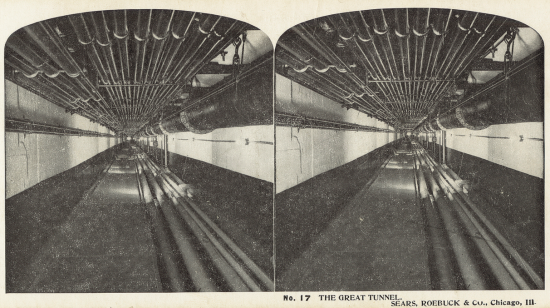 Pneumatic tubes for transporting mail, as seen at a Sears Roebuck in Chicago. Similar tubes could one day be used for large-scale garbage collection in New York City. (Boston Public Library / Flickr)