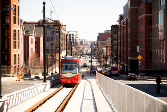 The D.C. Streetcar along H Street NE on opening day. (Bossi / Flickr)