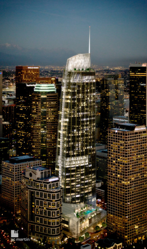Rendering of Wilshire Grand Tower. Rendering courtesy of Turner Construction and AC Martin.