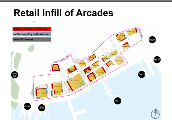 Map of threatened public space in lower Manhattan. 