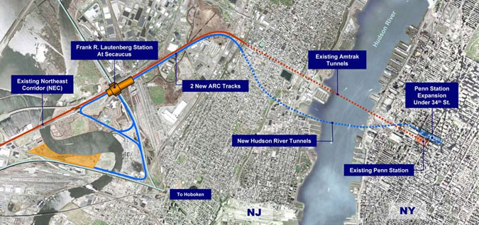 Proposed route for the ARC Tunnel.