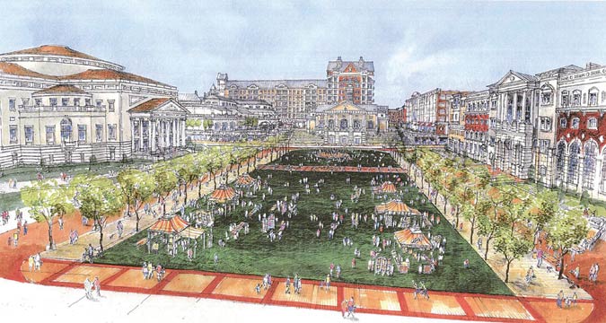 A rendering of Carmel's new civic square.